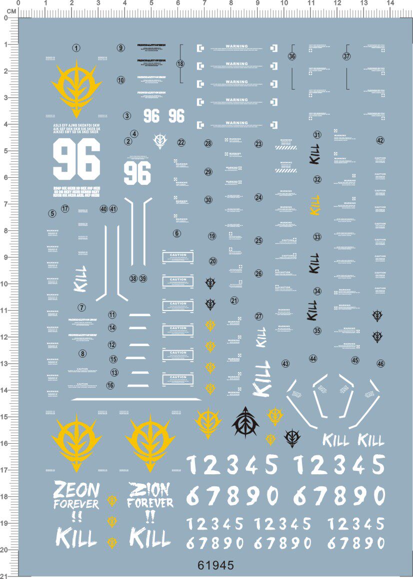 61945  整版胶MG MS-06R Zaku Ⅱ高机动扎古雷霆宙域战线贴 现货