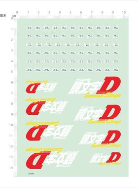 85605头文字D 群马车牌模型车水贴可撕膜不干胶独立胶位现货