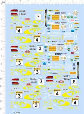 80025整版胶1/64 GUMBALL 3000 法拉利模型车MONTE-CARLO标签水贴
