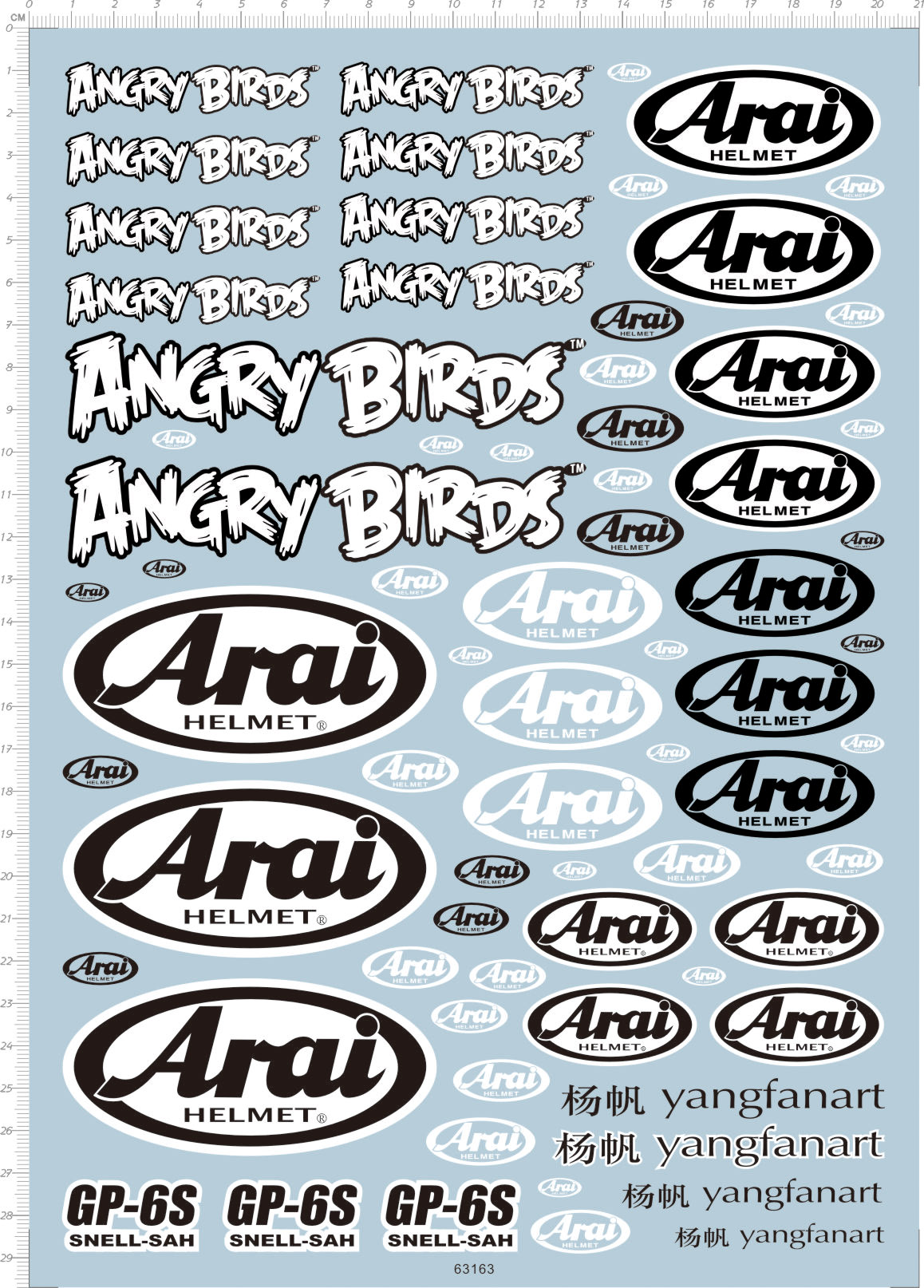 63163-B2407 头盔 helmet angry birds gp-6s snell-sah 水贴