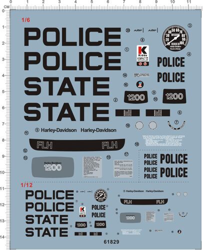 61829 FLH1200 POLICE BIKE 1/6 1/12 特别警告观察用摩托车水贴1
