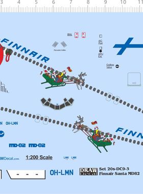76689 FINNAIR 圣诞老人 santa md82 1/200 客机模型水贴2312定制