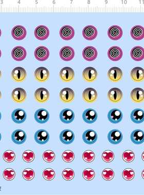 72631整版胶 爱心 漩涡 蛇 眼睛 水贴