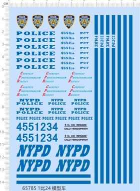 65785模型车1/24雪佛兰impala nypd police纽约警察警车水贴现货
