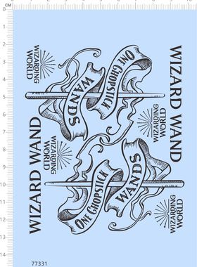 77331整版 亮金 WIZARD WAND 模型水贴定制打印2401
