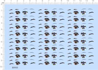 80950整版胶无比例FY91猫又小粥眼睛标签水转印娃娃公仔手办6水贴