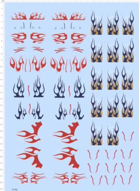 75786 火焰纹 擎天柱 蓝红渐变模型水贴定制打印2310