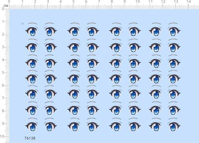 76138整版水贴 动漫人物 动漫 眼睛 蓝色 手办定制打印2311