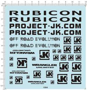 1504-A1103 Rubicon Project-JK Off road evolution 模型水贴纸1
