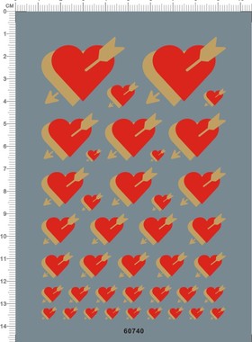 60740-A6302 一箭穿心红心 i love you 水贴