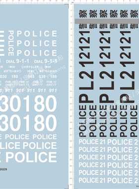 20229 64499 police车1/10 1/12水数字警告PL21船 水贴 不干胶1