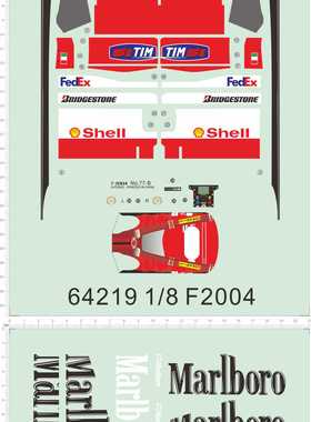 64219-A40212 1/8 F2004 法拉利一级方程式赛车模型水贴纸