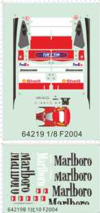 64219-A40212 1/8 F2004 法拉利一级方程式赛车模型水贴纸