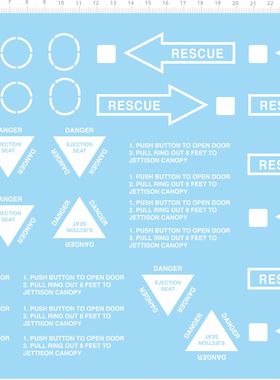 76023 1/8 F16 飞机模型水贴 警示标 危险警告标语定制打印2311