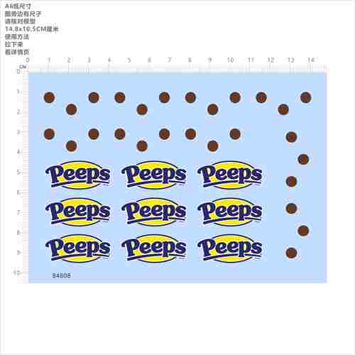 84808腮红小兔子眼睛嘴巴Peeps模型水贴可撕膜不干胶独立胶位现货