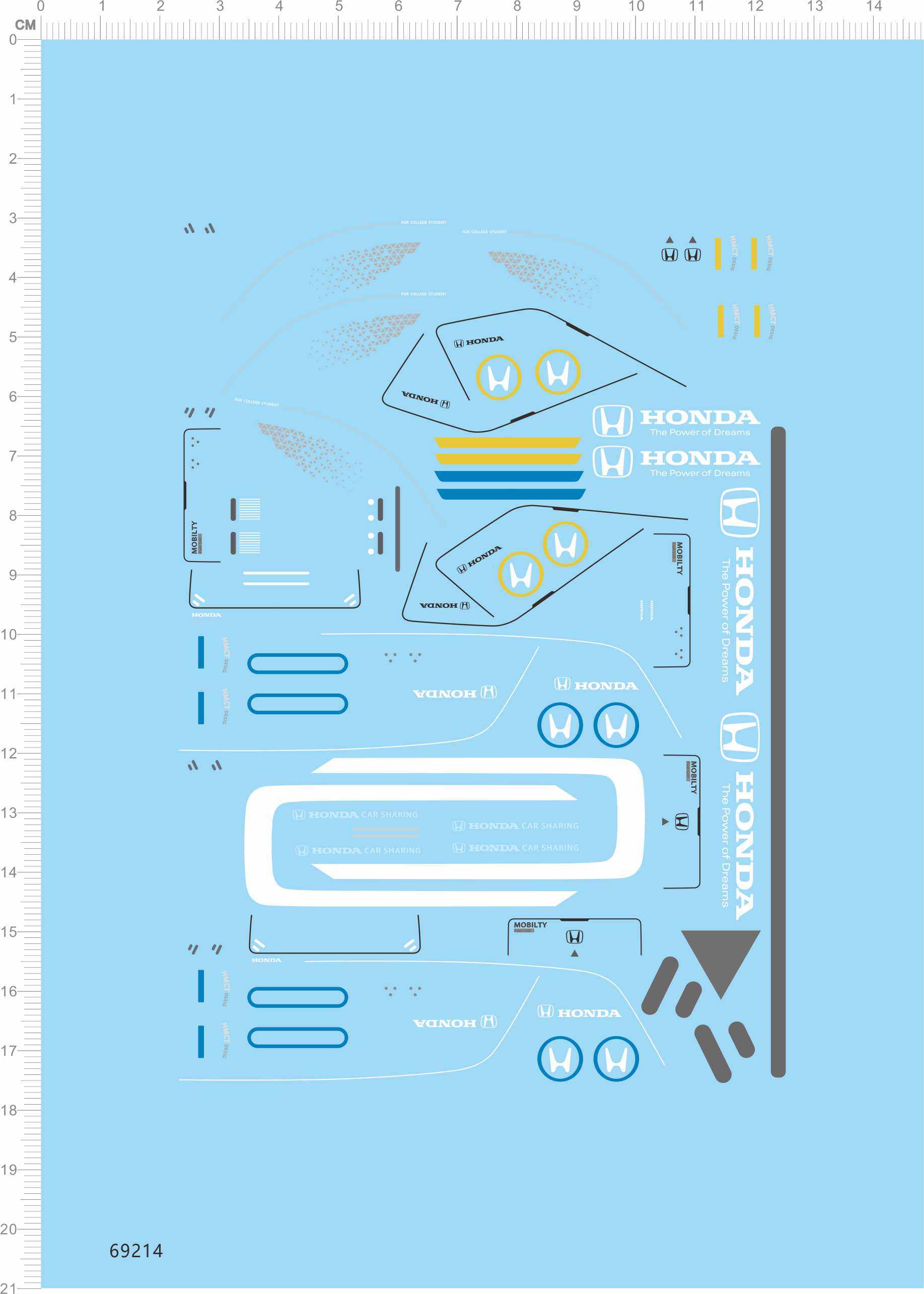 69214适用于整版胶1/43丰田日产马自达思域飞度gk5雅阁拉