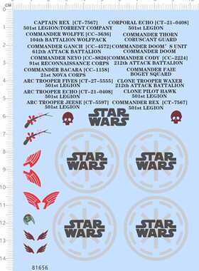 81656整版胶 签名STAR WARS 星球大战 clone 角色展示地台用 现货