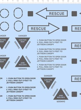 75495  整版胶 1/8 F16 飞机 警示标 危险警告标语模型水贴纸现货