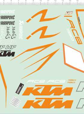 66898整版胶1/6 KTM RC8 1190 RC8 R 1190摩托车不干胶剪纸水贴纸
