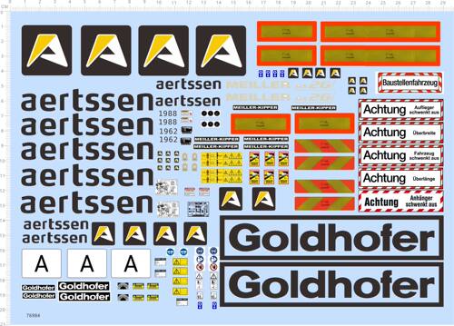 76984整版无比例AERTSSEN GOLDHOFER工程车模型水贴纸吊臂现货