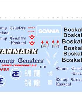 79864卡车模型水贴JINGLONG拖头斯坦尼亚boskalis termo锦龙2404