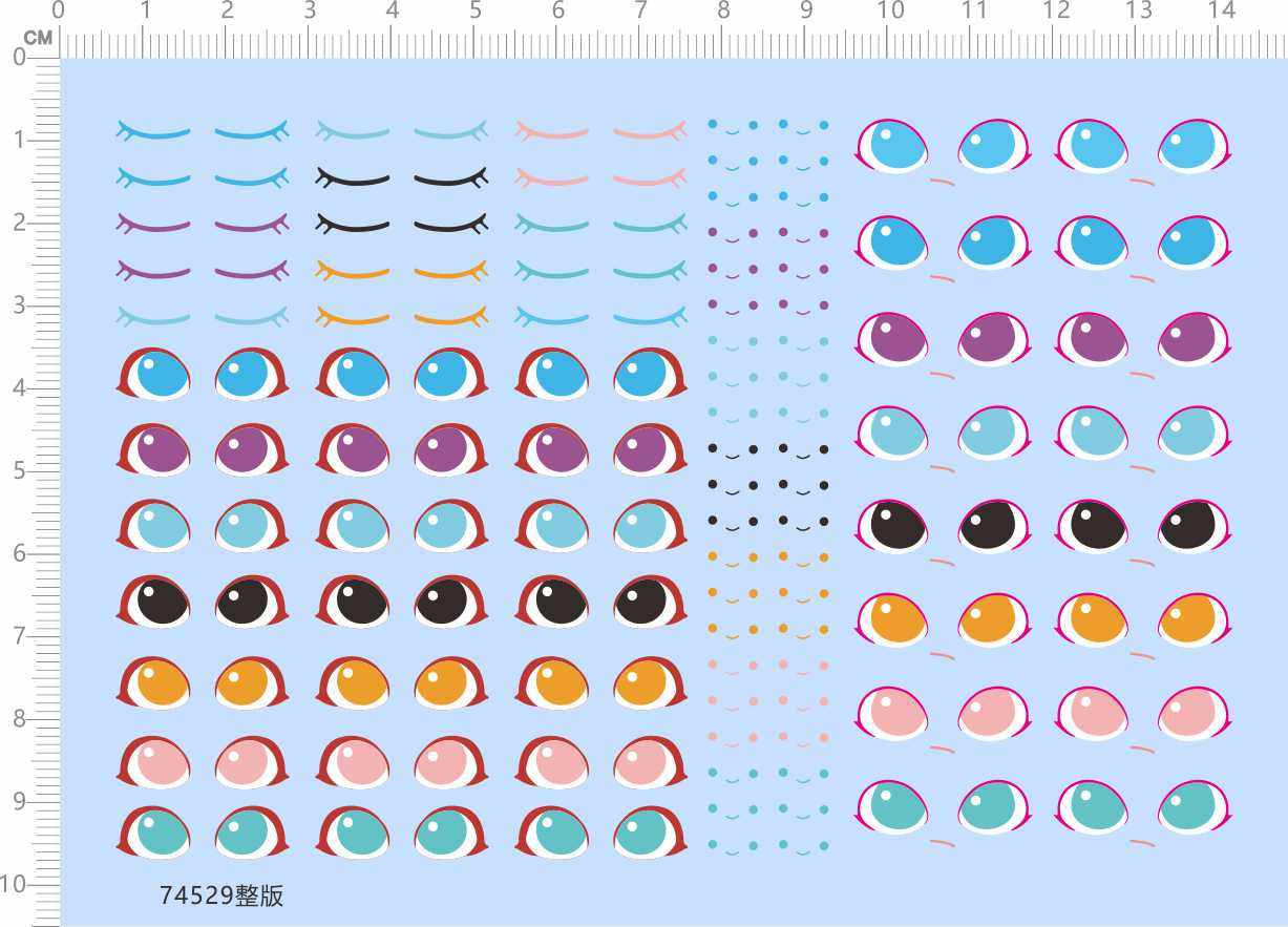 74529整版水贴dimoo眼睛闭眼表情模型水贴眼睛水贴六月