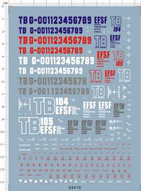 64419-15307 MG RX-78-4 RX-78-5 四号机五号机gd水贴2