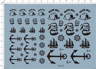63191-8E12 olive oyl 大力水手奥里奥海盗船锚方向舵水贴纸