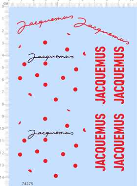 74275整版水贴 JACQUEMUS 红色圆圈圆点模型水贴打印现货