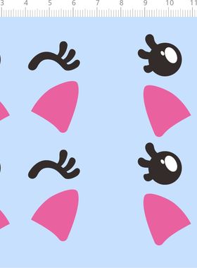 76141整版水贴 独角兽 眼睛 耳朵 粉红色手办娃娃定制打印2311