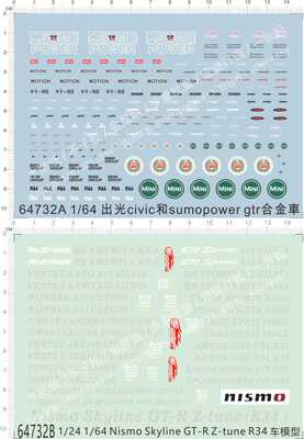 64732出光思域sumo power高性能SkylineGTR Z-tune风火轮1/64现货