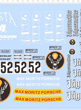 81237整版胶英文名签名Jagermeifter保时捷车模型水贴纸rocksta