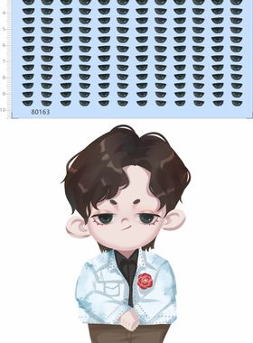 80163整版胶人物手办眼睛水贴韩国仔欧巴娃娃公仔盲盒人偶手办 A6