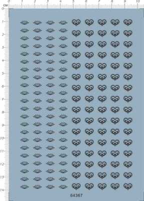 64367-A4414 1/6 兵人用 莲花 红心 纹身 模型水贴 model decal