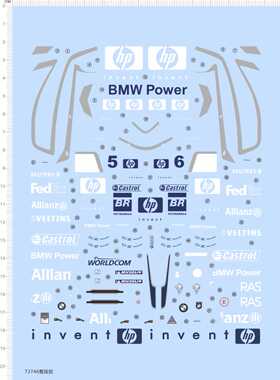73746整版水贴 1/20 Williams F1 BMW FW24 20055 汽车模型水贴