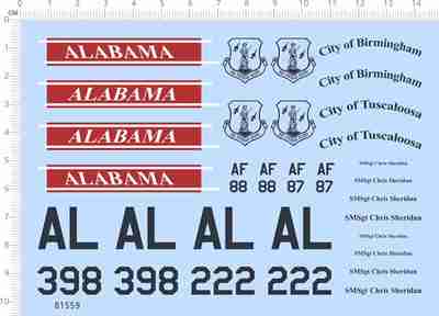 81559整版胶ALABAMA 飞机city of birmingham smsgt chris水贴