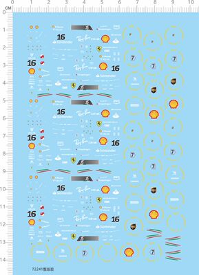 72241整版胶法拉利壳牌高智能方程式赛车模型水贴 一级方程式赛车