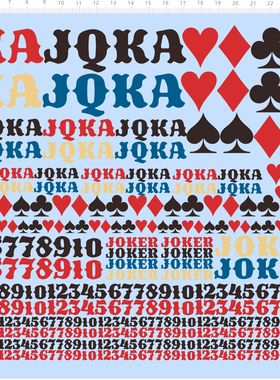 76745整版水贴 扑克牌小丑 葵扇梅花方块阿拉伯数字模型定制打印2