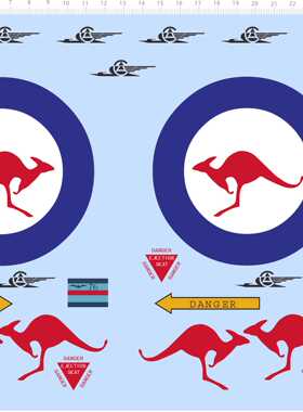 72745 澳洲澳大利亚国旗飞机整版胶水贴袋鼠DANGER EJECTION SEAT