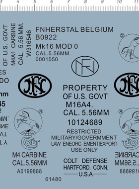 61480  mk16 mk16a4 m4 玩具枪1/1水贴纸 定做订做