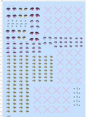 68685整版胶1/7碧蓝航线巴尔的摩眼睛水贴纸交叉纹身刀疤纸模水贴