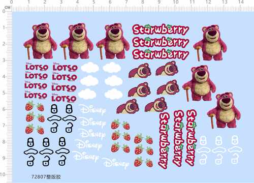 72807整版胶 草莓熊 LOTSO 车钥匙水贴纸迪士尼