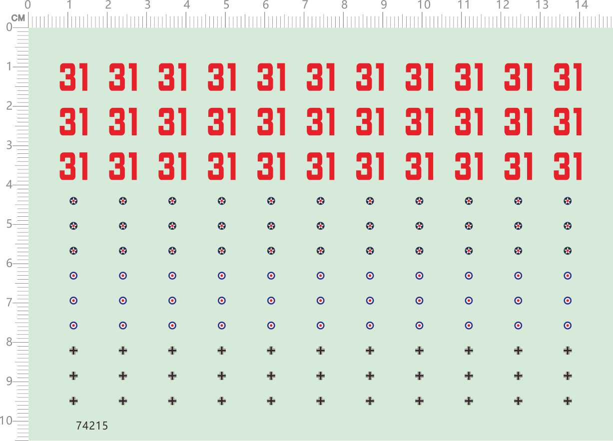 74215可撕膜不干胶整版水贴独立胶1/700 31号二战英国和德国空军