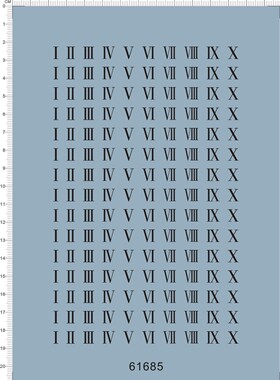 61685-A5815 整版胶 罗马数字数目字模型水贴纸 现货