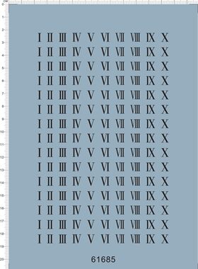61685-A5815 整版胶 罗马数字数目字模型水贴纸 现货