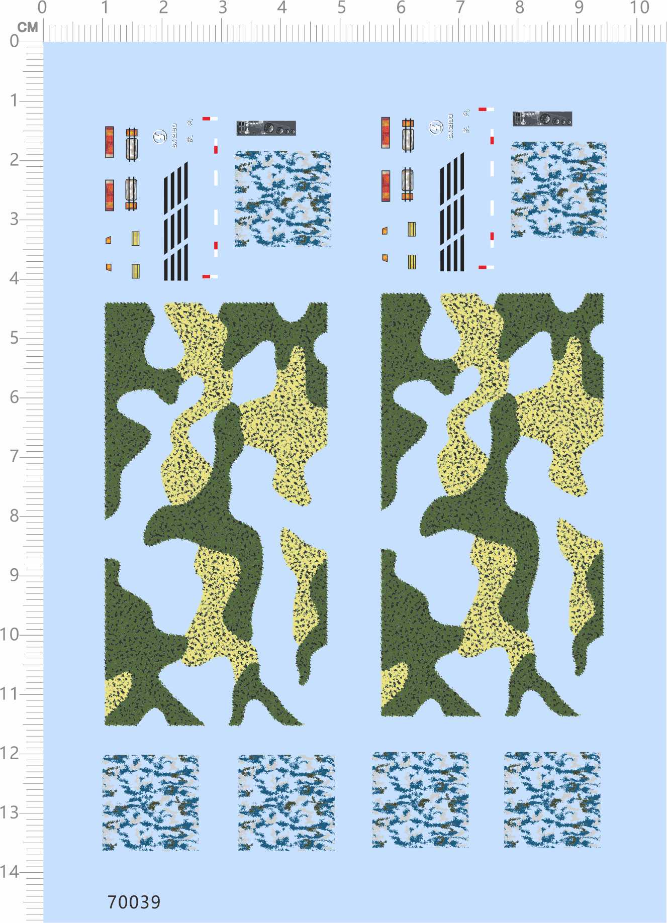 70039松林迷彩沙漠迷彩深林迷彩Q版SX 2190卡车模型水贴纸标签贴