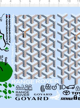 76179整版水贴 戈雅 恐龙爪 GOYARD 车钥匙水贴路虎定制打印现货