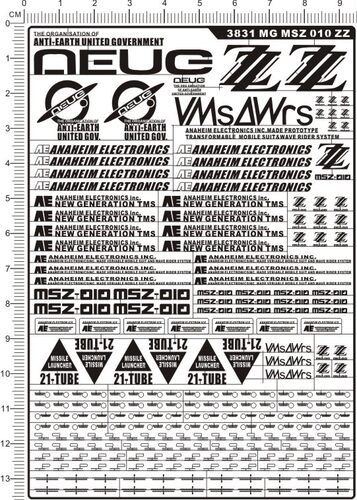 3831-@602  MG MSZ 010 ZZ GUNDAM gd金属贴纸