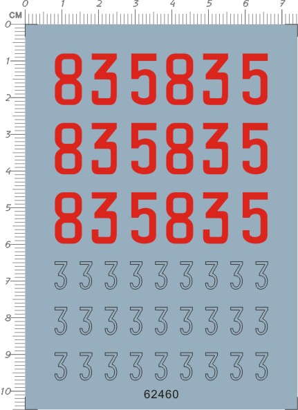 62460-11415  1/35 835 3 数字编号威龙虎豹tank模型水贴
