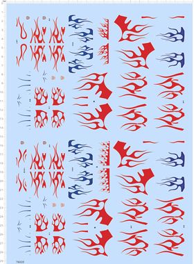 76020独立水贴 火焰 花纹 变形模型水贴定制打印2311